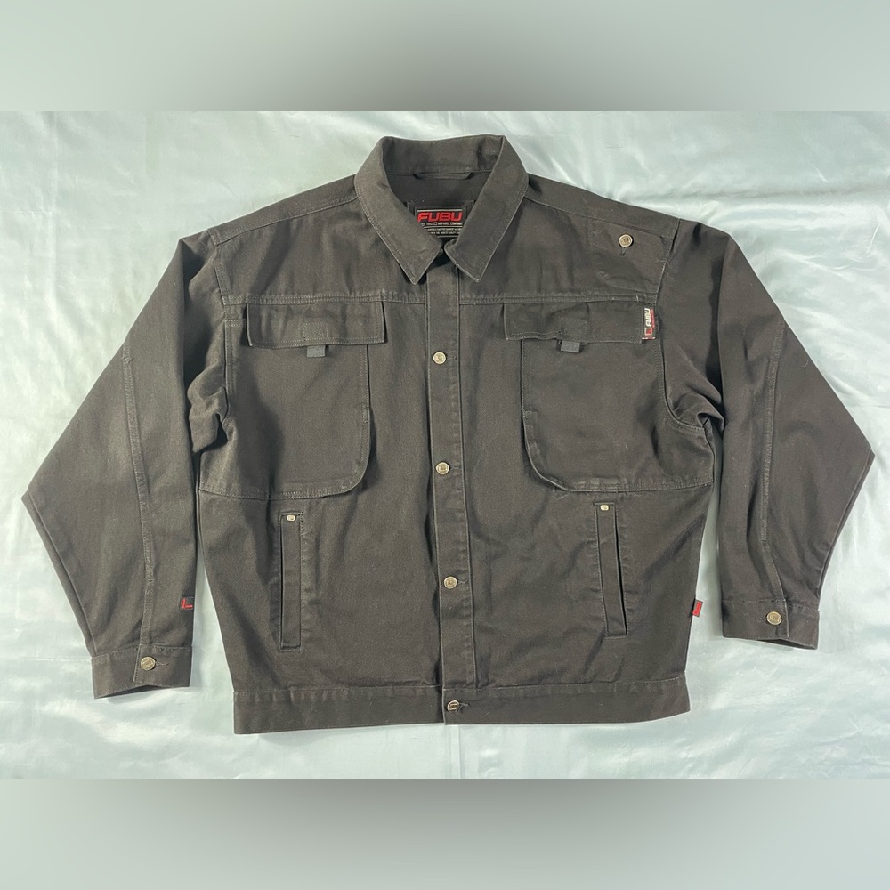 Fubu Vintage Multi-pocketed Jean Jacket size 2XL Black